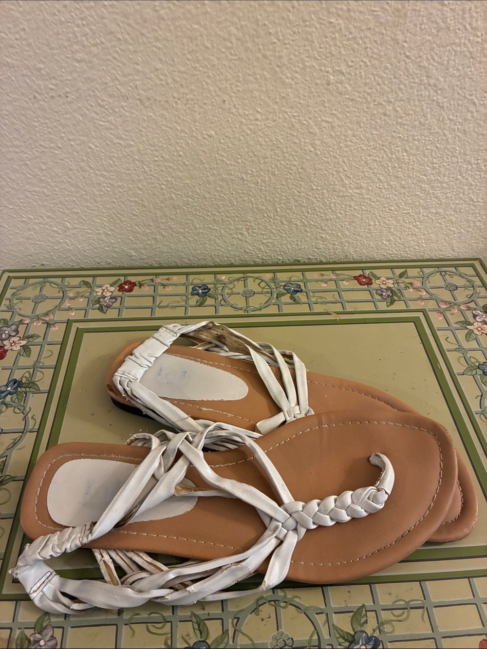 Kali White Braided-Strap Women's Sandals